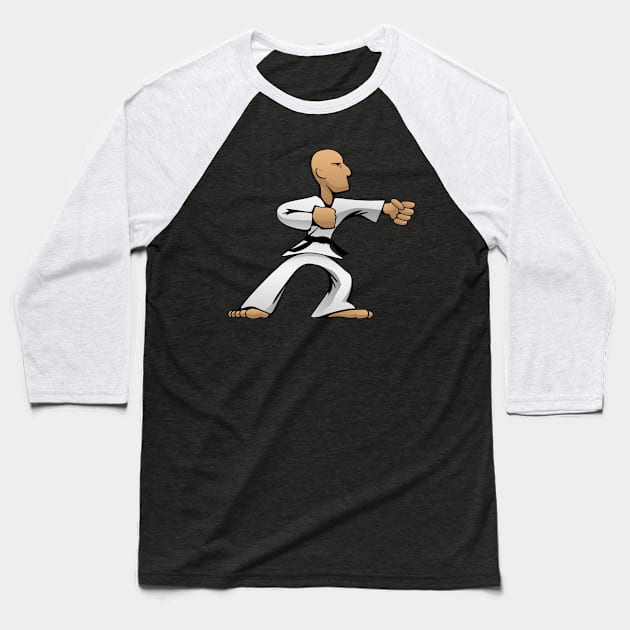 Cool Martial Arts Dude Baseball T-Shirt by hobrath
